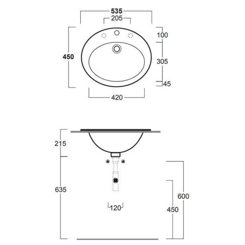 Раковина из сантехнического фаянса Simas Top E Lavabi D'Arredo S52bi*1 50х50 встраиваемая цвет белый 1 отверстие под смеситель - фото 2