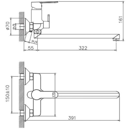 Смеситель для ванны и душа Haiba HB557-8 HB22557-8 настенный белый/хром - фото 2