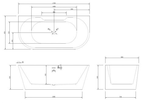 Ванна акриловая Abber AB9296-1.7 170х80 пристенная овальная с каркасом - фото 4