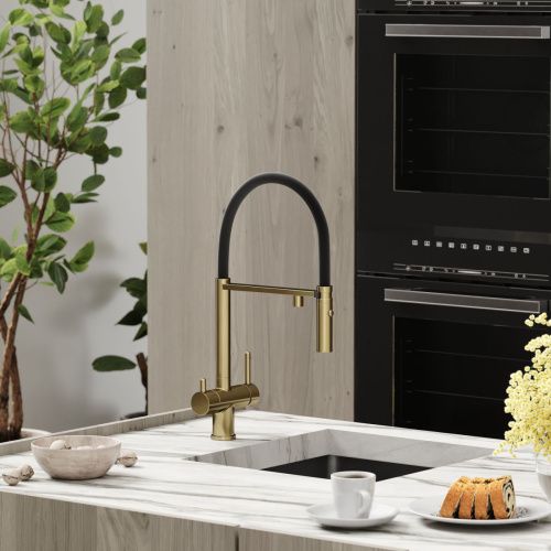 Смеситель для кухни Sancos Imola SC4010BGbh на мойку черный/золото - фото 2