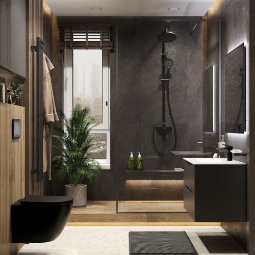 Душевая стойка Bond Circle B01-9188 настенная цвет черный - фото 5