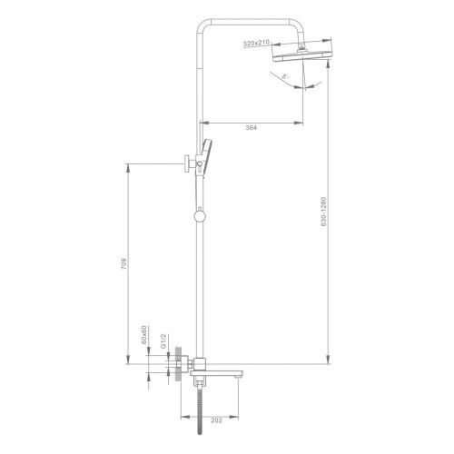 Душевая стойка Raglo R30 R30.24.06 настенная цвет черный - фото 2