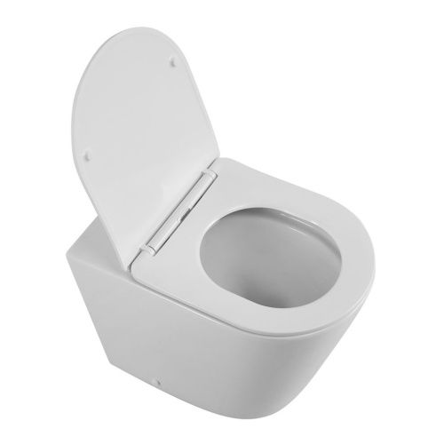 Унитаз приставной BelBagno FLAY-R BB1003CBR/SC белый с сиденьем микролифт безободковый каскадный смыв - фото 2