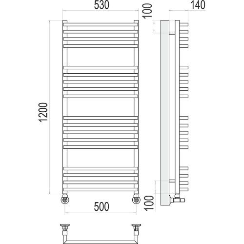 Полотенцесушитель водяной Terminus 4670078513427 55х120 хром - фото 3