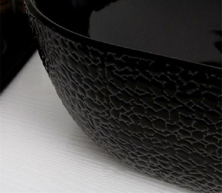 Раковина из сантехнического фаянса CeramaLux D1301H004 40х40 накладная цвет черный без отверстий под смеситель