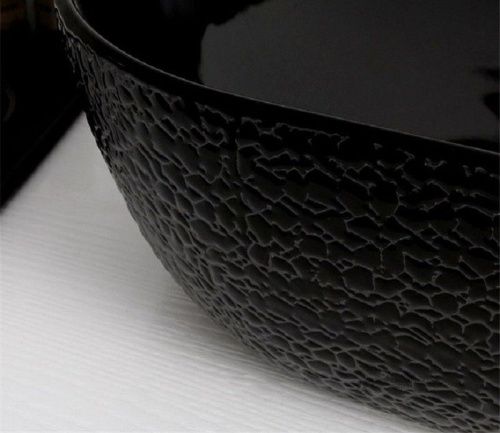 Раковина из сантехнического фаянса CeramaLux D1301H004 40х40 накладная цвет черный без отверстий под смеситель - фото 3