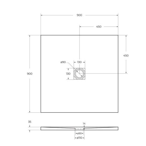 Душевой поддон из искусственного камня BelBagno UNO TRAY-MR-UNO-A-90-35-NERO-NO 90х90 черный - фото 5