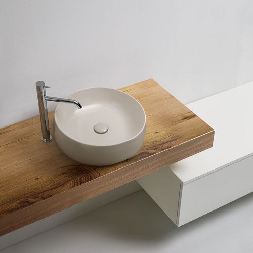 Раковина из сантехнического фарфора Kerasan Nolita 534481 40х40 накладная цвет коричневый без отверстий под смеситель