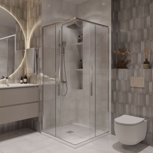 Душевой уголок Niagara Nova NG-6624-34 100х100 стекло прозрачное профиль хром без поддона - фото 2