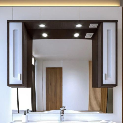 Зеркало-шкаф Бриклаер Бали 4627125411809 120х80 подвесной цвет белый/коричневый - фото 2