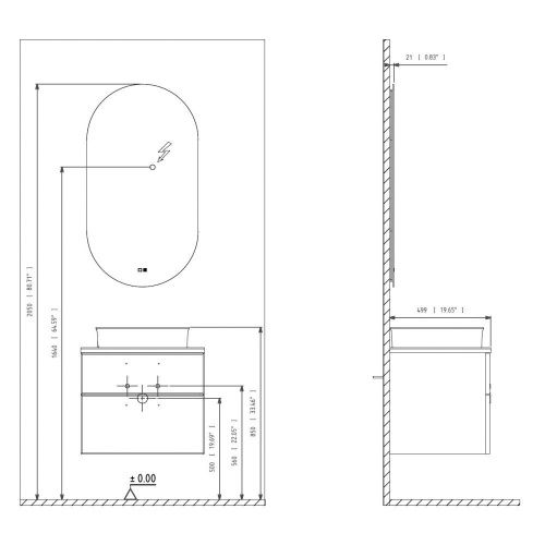 Тумба под раковину Orka Salerno 3008782 100х50 подвесная цвет белый/коричневый - фото 5