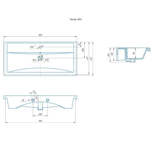 Раковина из сантехнического фаянса СанТа Фостер100 100х50 накладная цвет белый - фото 2