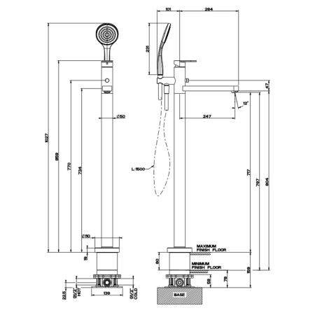Встраиваемая часть напольного смесителя для ванны/для раковины Gessi 46189#031