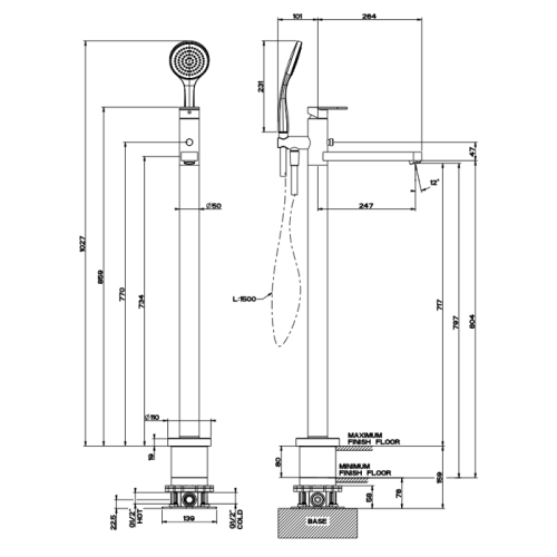 Встраиваемая часть напольного смесителя для ванны/для раковины Gessi 46189#031 - фото 2