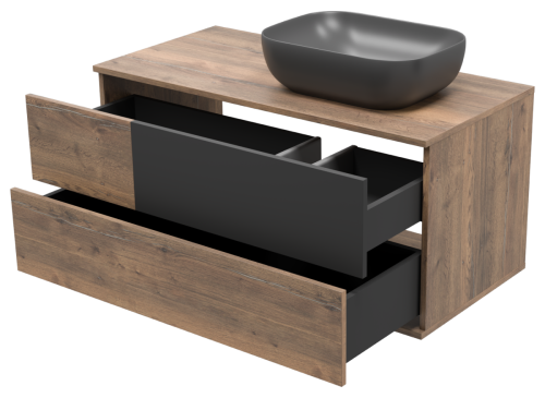 Тумба под раковину Misty Коломбо П-Кол-01100-074ПП 100х50 подвесная цвет серый/коричневый - фото 4