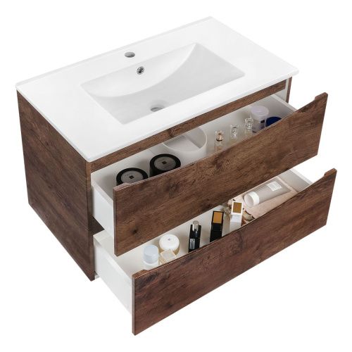 Тумба под раковину Vincea Mia VMC-2MC750RW 80х50 подвесная цвет коричневый - фото 4