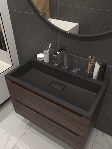 Раковина из искусственного камня Stella Polar Арта SP-00001760 70х50 встраиваемая цвет черный - фото 2