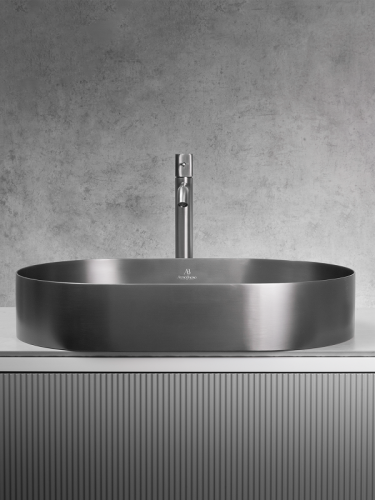 Раковина из нержавеющей стали AltroBagno Eterno AltroBagnoEterno001026MtGr 60х40 накладная цвет оружейная сталь - фото 2