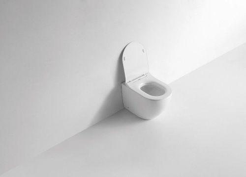 Унитаз приставной CeramaLux 3176 белый с сиденьем микролифт безободковый каскадный смыв - фото 5