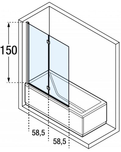 Душевая шторка на ванну Novellini Young Y21BSV120D-1H 120х150 стекло прозрачное профиль черный ориентация универсальная - фото 2