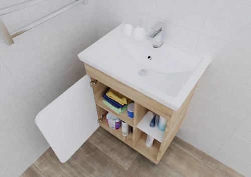 Тумба под раковину 1MarKa Nuvo У76062 60х40 цвет белый/коричневый - фото 3