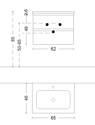 Тумба под раковину Armadi Art Capolda 849-065-A 60х50 подвесная цвет черный - фото 2