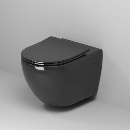 Унитаз подвесной Grossman Color GR-4411blackS черный с сиденьем микролифт безободковый каскадный смыв - фото 2