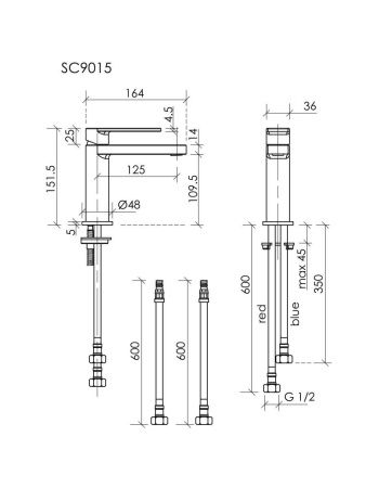 Смеситель Sancos Studio SC9015GG на раковину вороненая сталь