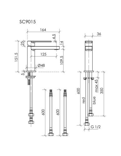 Смеситель Sancos Studio SC9015GG на раковину вороненая сталь - фото 3