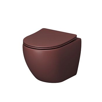 Унитаз подвесной Grossman Color GR-4455VIMS бордовый с сиденьем безободковый каскадный смыв