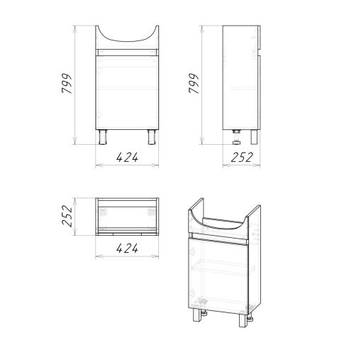 Тумба под раковину Grossman Поло 104501-1 40х30 напольная цвет белый/коричневый - фото 4