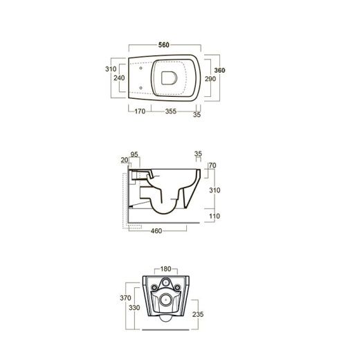 Чаша унитаза подвесная Simas Baden Baden BB18bi цвет белый без сиденья безободковая душевой смыв - фото 2