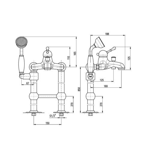Смеситель для ванны RavSlezak Labe L550.5/2Z напольный золото - фото 2