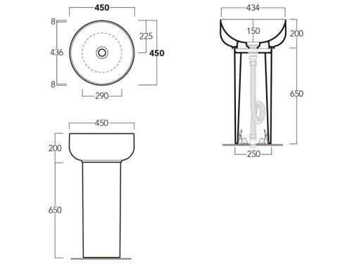 Раковина из сантехнического фаянса Simas BA 01 50 см накладная цвет белый - фото 3