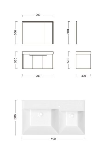 Комплект мебели: тумба с раковиной + зеркало-шкаф Cerutti SPA MAIELLA 90 90х50 подвесной цвет серый - фото 5