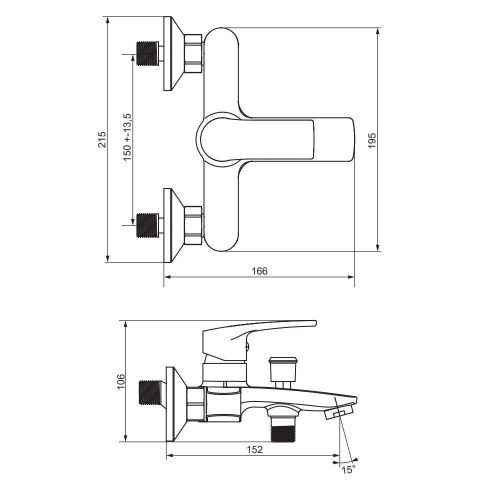 Смеситель для ванны и душа Damixa Eclipse 2.0 481000000 настенный хром - фото 5