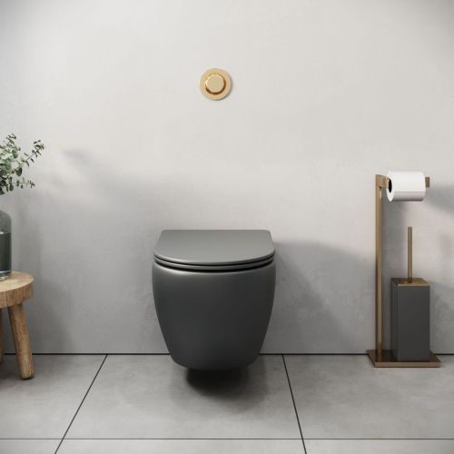 Унитаз подвесной Grossman Торнадо GR-4455GMSQ серый с сиденьем микролифт безободковый смыв торнадо - фото 5