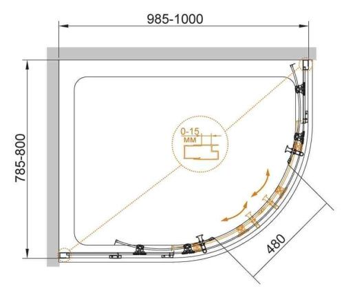 Душевой уголок Cezares ECO ECO-O-RH-2-100/80-C-Cr 100х80 стекло прозрачное профиль хром без поддона - фото 4