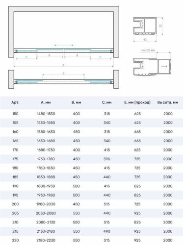 Душевая дверь Vegas-Glass Z2P Protec Z2P Protec 220 06 Moru 220х200 стекло рифленое профиль вороненая сталь - фото 4