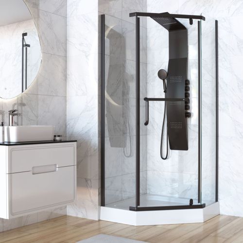 Душевой уголок Taliente TA-09093-1CB 90х90 стекло прозрачное профиль черный без поддона - фото 3