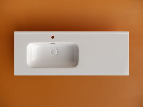 Раковина из сантехнического фарфора Ceramica Nova ELEMENT CN7006L 120х50 накладная цвет белый 1 отверстие под смеситель - фото 2