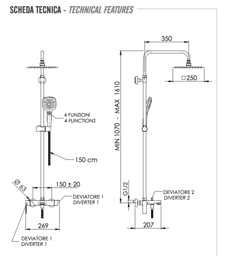 Душевая стойка Remer Energy EY34A8CPUFD25G настенная цвет хром - фото 2