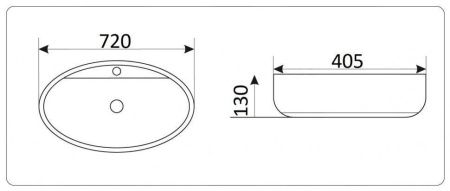 Раковина из сантехнического фаянса CeramaLux 9435 70х40 накладная цвет белый 1 отверстие под смеситель
