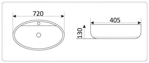 Раковина из сантехнического фаянса CeramaLux 9435 70х40 накладная цвет белый 1 отверстие под смеситель - фото 2