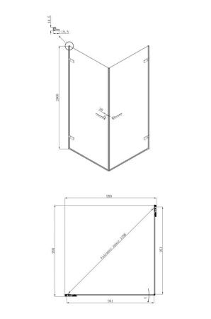 Душевой уголок Ambassador Abner 10011106 100х100 стекло прозрачное профиль хром без поддона