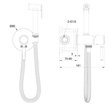 Смеситель для ванны и душа Wonzon & Woghand TOR WW-88829073-BG встраиваемый в стену золото