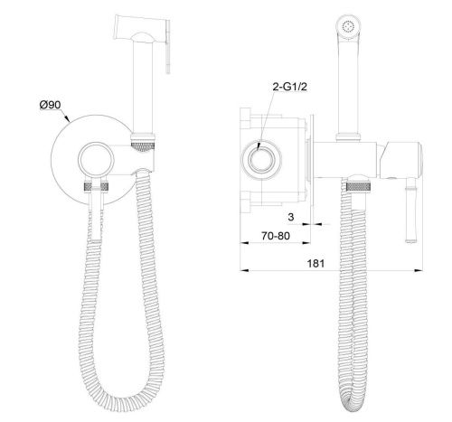 Смеситель для ванны и душа Wonzon & Woghand TOR WW-88829073-MB встраиваемый в стену черный - фото 2