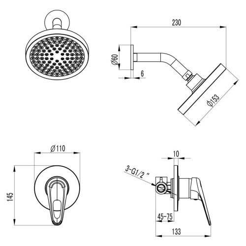 Смеситель для душа LeMark Luna LM4120C настенный хром - фото 2