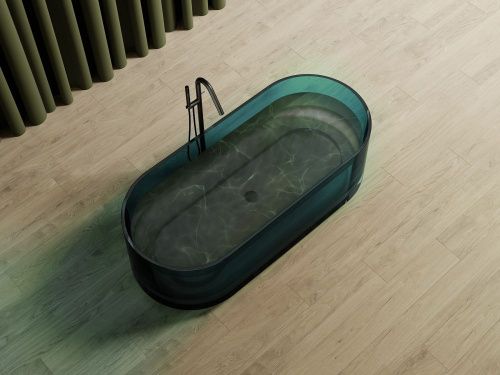 Ванна из полиэфирной смолы Abber Kristall AT9708Aquamarin 170х75 отдельностоящая овальная - фото 4