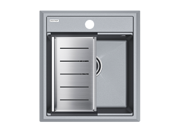 Кухонная мойка + коландер Paulmark PM114651-GRM+A375-BS 45х50 цвет серый